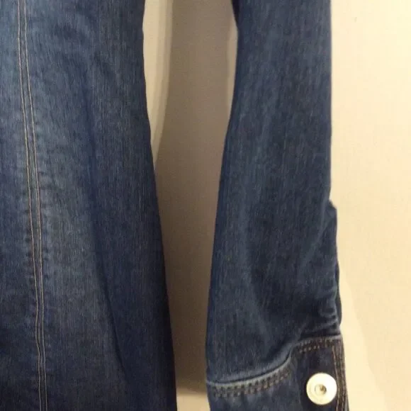 Inc International awesome denim snap up dress womens stretch Size 2 long sleeve - Picture 5 of 8